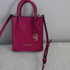 Mercer Extra-Small Pebbled Leather Crossbody Bag Electric Pink